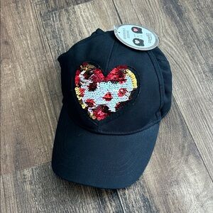 Capelli of New York kids Black Hat with Sequin Heart